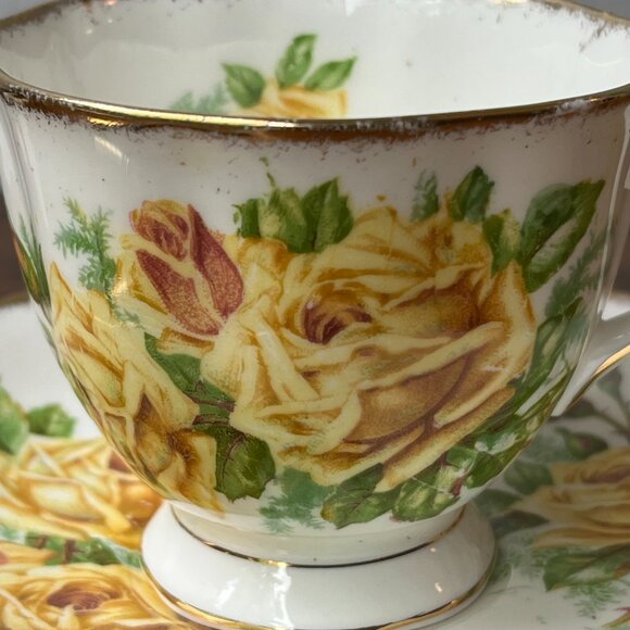 Royal Albert England Bone China Cup & Saucer Yellow Tea Rose Reg.№ 839056 1940s - Picture 5 of 15
